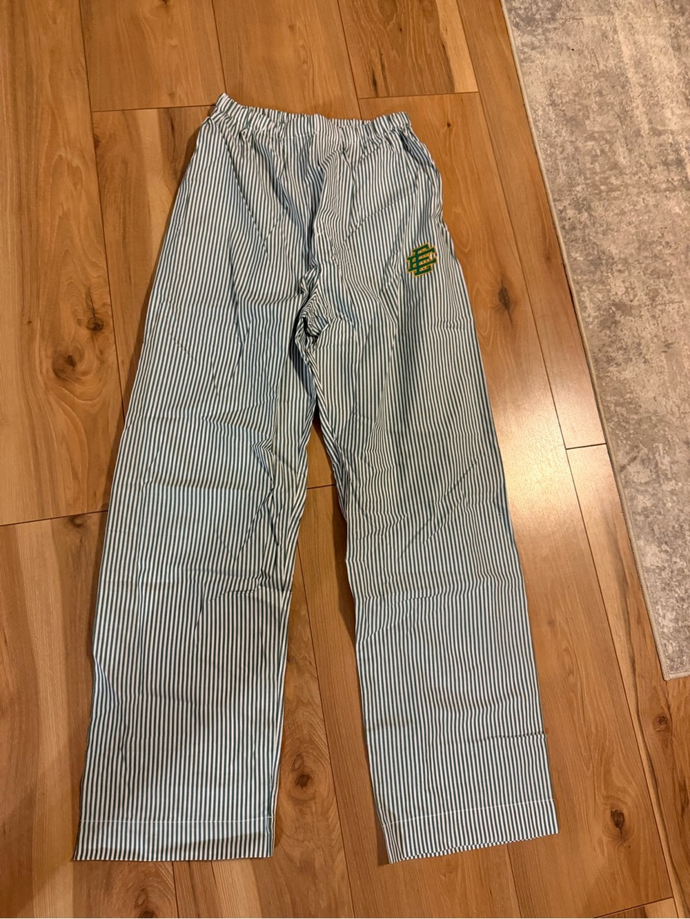 NEW Eric Emanuel Striped Wide Leg Casual Lounge Pants Trousers small cotton